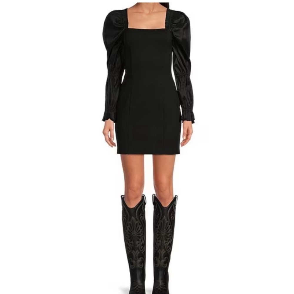 a loves a Elegant Black Puff Sleeve Dress